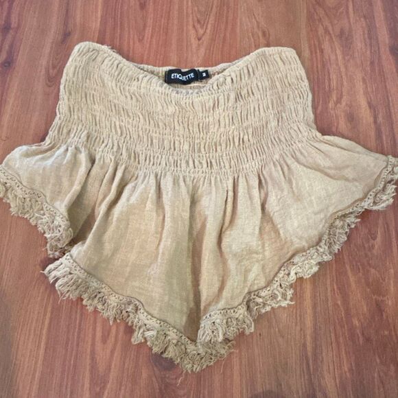Etiquette tan strapless gauze top m - Picture 4 of 4